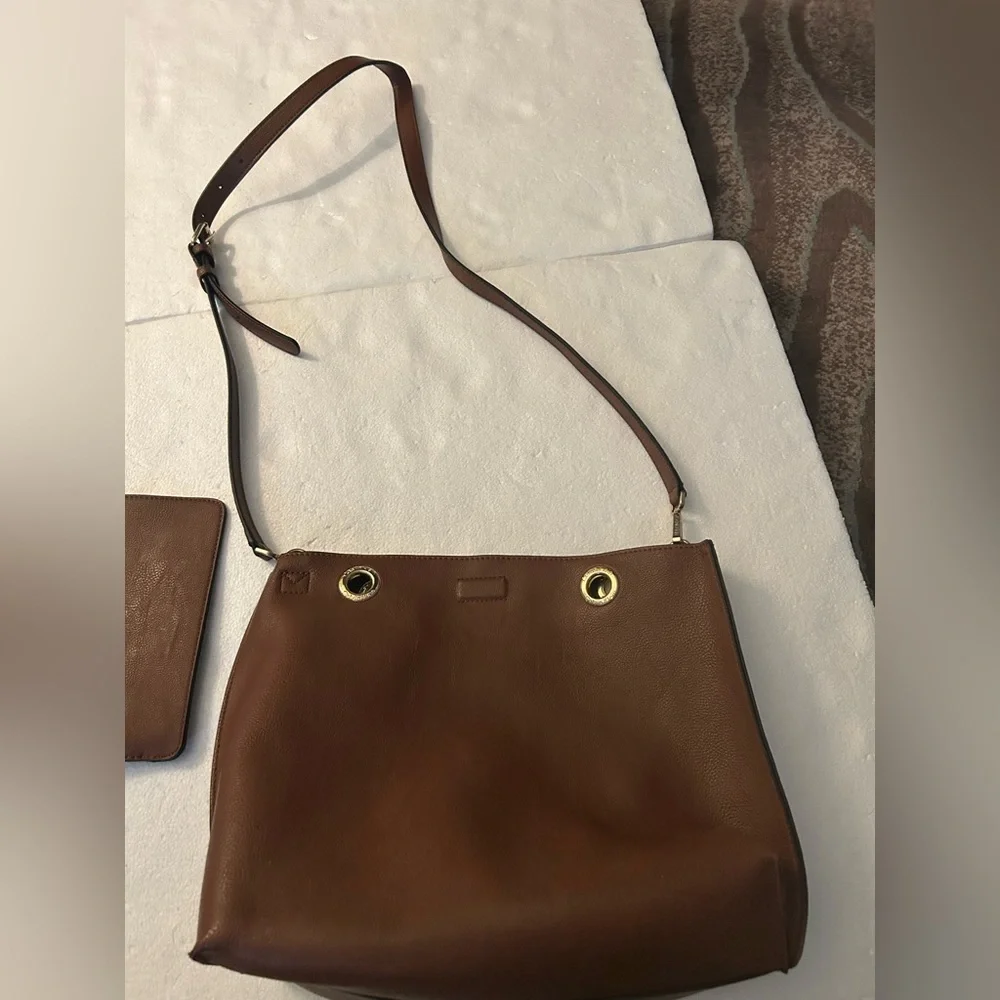 Calvin Klein brown tote purse double strap shoulder bag or crossbody wristlet